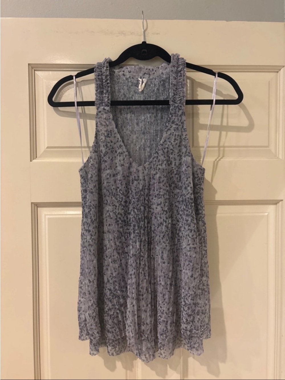 Anthropologie Light Blue Speckled Sleeveless V-Neck Tank
